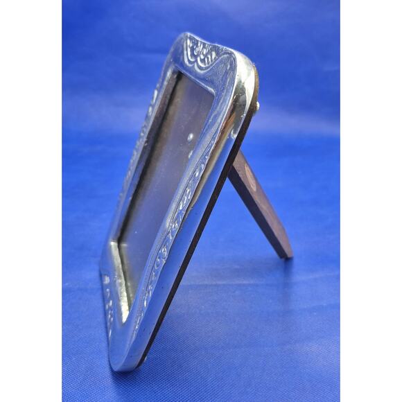 Vtg Arte Giancarlo Honduras Pewter Picture Frame Botanical Theme Wood Back 8x6" - Picture 4 of 8